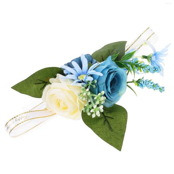 Flores decorativas pulso flor decoração rústica acessórios de casamento festa corsage broche para adereços falso pano de seda noivo noivo