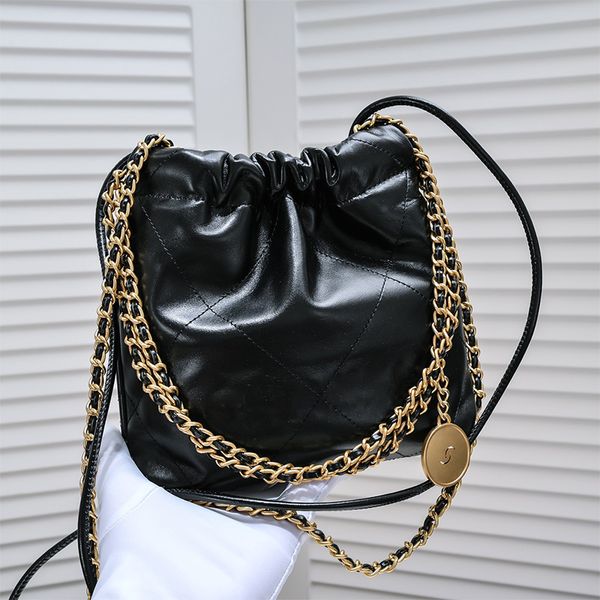 Tasarımcı Lüks Crossbody Bag Kadınlar Drawstring Mini Alışveriş Çantası Ayna Kaliteli Çöp Torbası Kova Çantası Altın Kaplama Vintage Klasik Tote Torba Çanta Kutusu