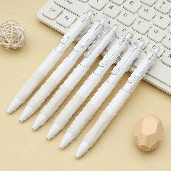 Beyaz Kabuk Jel Kalemi 0.5mm Pürüzsüz Siyah Doldurma Yardımcısı Kawaii Çocuk Ofis Okulu Malzemeleri Estetik Kırtasiye Aksesuarları