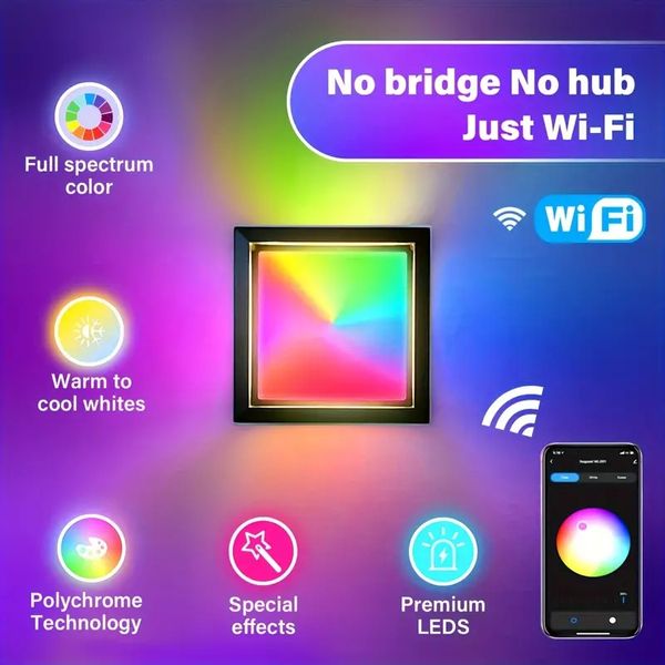 1pc wifi inteligente interior ao ar livre led montagem embutida parede luz de teto fxiture 20w 2700k-6500k 1100lm ip65 à prova dip65 água rgbicw sonho mudança de cor