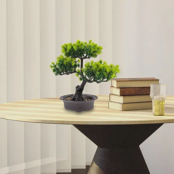 Flores decorativas simulação de pinho de boas-vindas, decoração de escritório, árvore artificial, decoração interna para sala de estar, plantas em vasos, bonsai