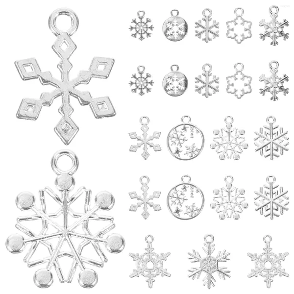 Halsketten mit Anhänger, Schneeflocken-Charms, Schmuckherstellung, Weihnachtsferien, große Schlüsselanhänger, kleine Armbänder