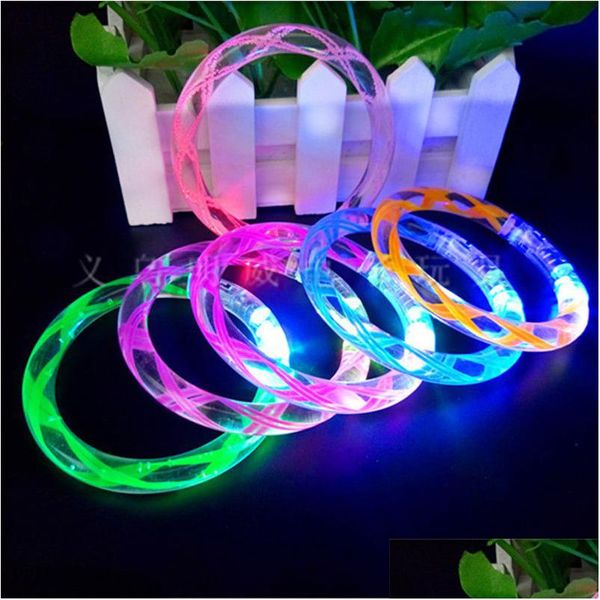 Outros suprimentos de festa festiva Colorf Acrílico Flashing Pulseira Transparente Luminosa Pulseira Neon Eletrônico Brilho Pulseiras Cristo Dhxzy