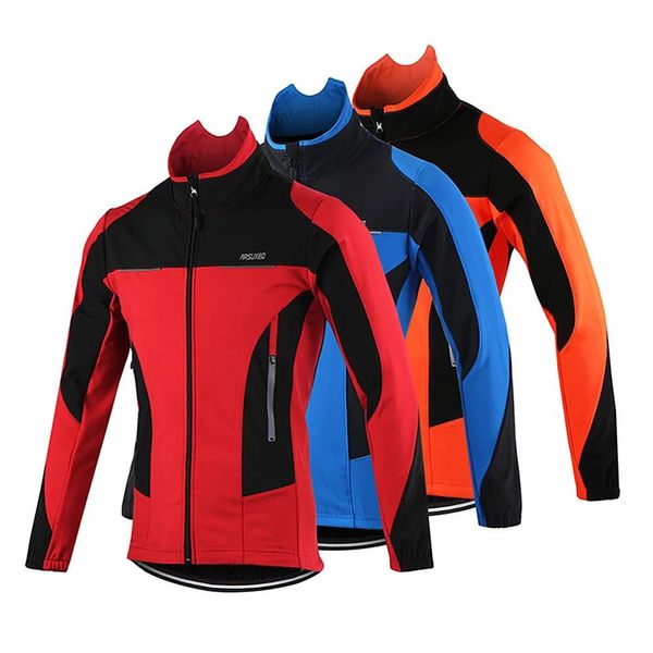 Giacche Arsuxeo Giacca da ciclismo da uomo Impermeabile antivento Manica lunga Scaldino invernale Maglia da bicicletta Giacca da mountain bike Cappotto