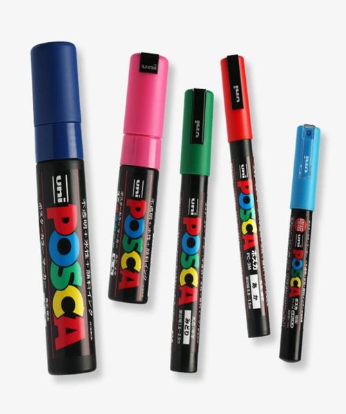 5 pçsset uni posca caneta de pintura marca mista 5 tamanhos cada um com 1 caneta pc1m3m5m8k17k pintura pop cartaz publicidade caneta 2011167040860