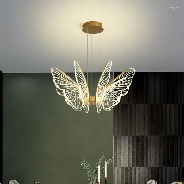 Lustres nórdicos borboleta lustre designer luxo pendurado lâmpadas minimalistas para cozinha quarto sala de jantar iluminação led crianças ligh