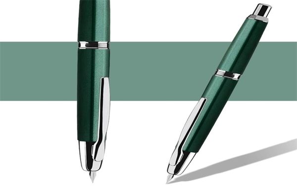 Canetas-tinteiro Verde MAJOHN A1 Press Fountain Pen Retrátil Fine Nib 04mm Caneta de tinta de metal com conversor para escrever canetas de presentes 2201223229