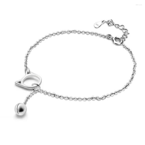 Fußkettchen Einfache süße Kätzchen kleine Glocke 925 Sterling Silber Fußkettchen für Frauen Kinder Mädchen Knöchelkette Strand Party Geschenke trendige weiblich