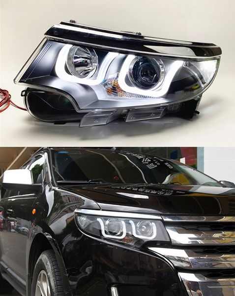 Светодиодные дневные ходовые огни для фар автомобиля Ford Edge 2012-2014, линза лампы дальнего света указателя поворота