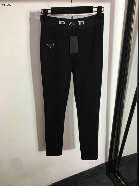 Calças de grife femininas roupas de marca para mulheres calças de primavera moda triângulo logotipo senhoras leggings 10 de janeiro