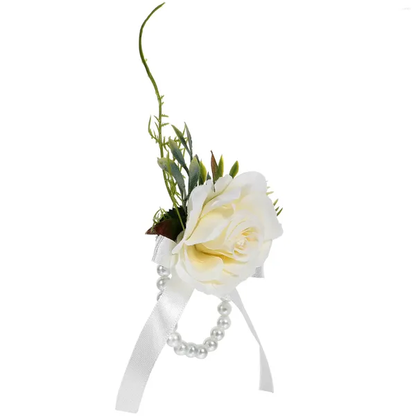 Свадебный браслет с декоративными цветами, тканевый браслет с цветком жемчуга и розы, браслет подружки невесты