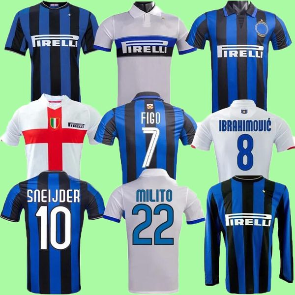 2007 2008 2009 2000 2010 Retro Soccer Trikots Figo Ibrahimovic Sneijder Milito Klassiker J.Zanetti Adriano Eto O Balotelli Inter Football Shirt Uniform