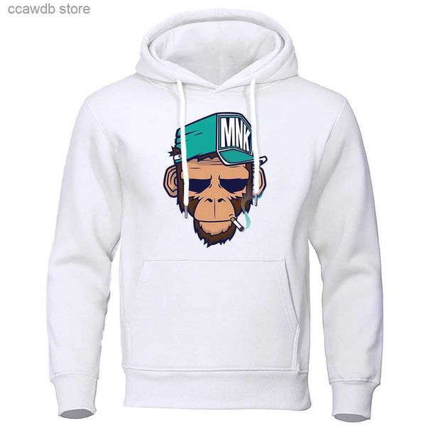 Felpe con cappuccio da uomo Felpe Personalità Smoking Monkey Felpa con cappuccio Moda uomo Felpa calda Felpe con cappuccio Hip Hop Casual Fleece Streetwear Primavera Autunno Nuova felpa con cappuccio T240110