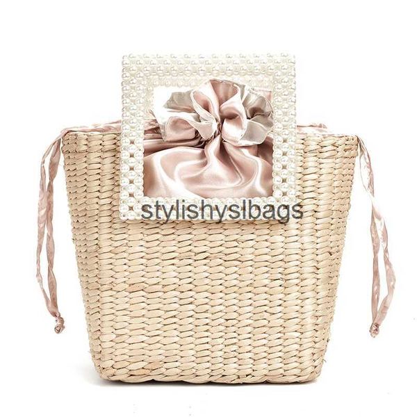 Totes nova pérola moda str saco mão-tecido ombro seaside férias designer bolsa famosa marca feminina bagsstylishyslbags