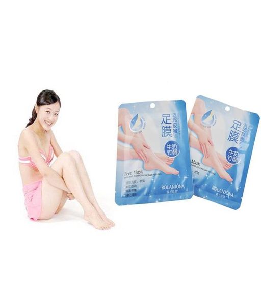 Neue Rolanjona Milch Bambusessig Fußmaske Peeling Peeling Abgestorbene Haut Entfernen Professionelle Füße sox Maske Fußpflege 4265168