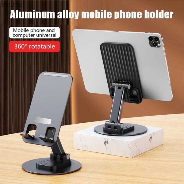 Mobiele Telefoon Mounts Houders Aluminium Mobiele Telefoon Stand Universele Opvouwbare Desktop Ondersteuning 360 Draaibare Luie Houder Voor Tablet Smartphones YQ240110