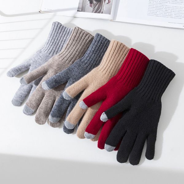 Перчатки из чистой шерсти с пятью пальцами для мужчин и женщин в рыцарском стиле, морозостойкие