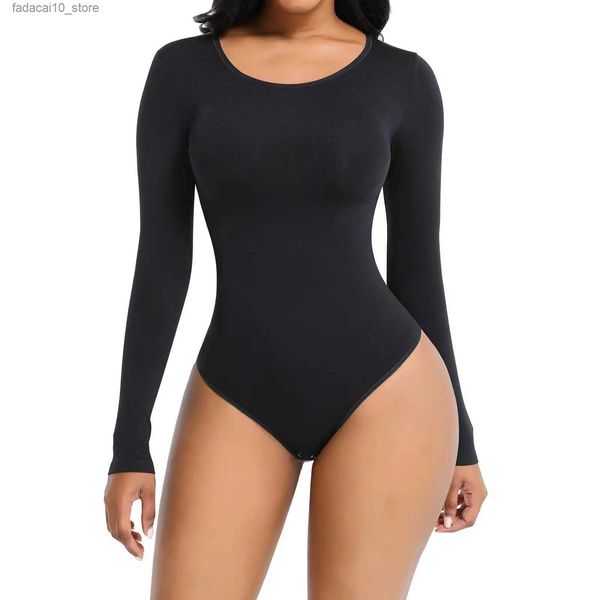 Bel karın şekillendirici dikişsiz shapewear skams bodysuit tek parça shapewear push up popo kaldırıcı zayıflama kılıf gövde şekillendiricileri uzun kollu tulum q240110