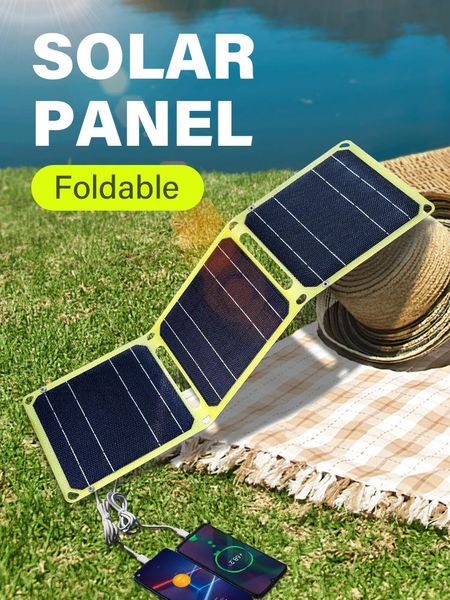 USD banco de energía solar 5v9v12v panel povoltaico camping al aire libre paneles de carga de teléfono celular portátiles 21w para RV viajes pesca 240110