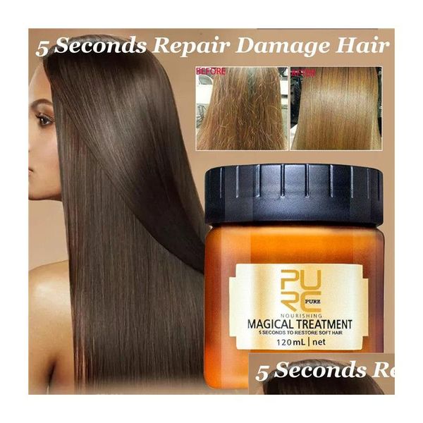 Shampoo condicionador purc tratamento mágico máscara de cabelo 120ml 5 segundos reparos danos restaurar macio essencial para todos os tipos de cabelos queratina otk7y