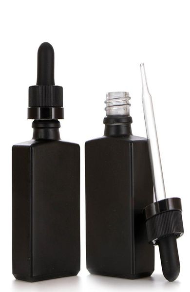 Bottiglie contagocce con pipetta per reagente liquido in vetro smerigliato nero da 30 ml Bottiglia di profumo di olio essenziale quadrato Bottiglie di olio di fumo e liquidi9005258