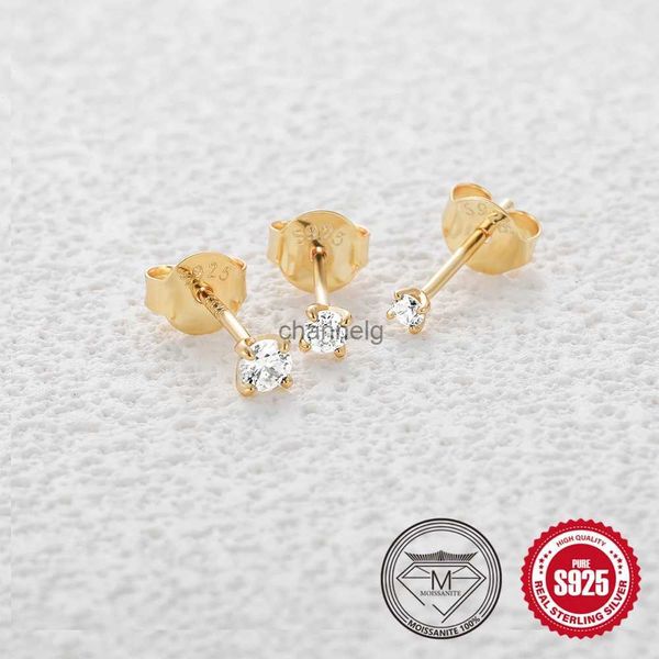 Stud BOAKO 925 Sterling Silver Ear Piercing Moissanite Diamond Stud orecchino Set gioielli brillanti per le donne 3mm 0.3 3 pezzi regalo YQ240110