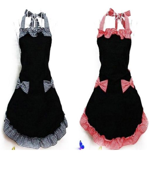 Nuovo simpatico grembiule con bavaglino vestito flirty vintage da cucina donna bowknot con tasca donna grembiule da cucina ristorante dress3672981