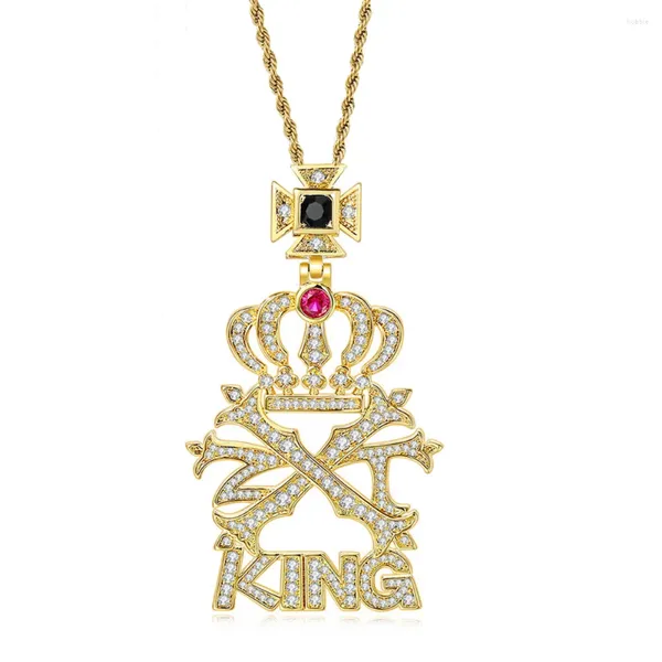 Ожерелья с подвесками в стиле хип-хоп, Королевская корона, рок, панк, цирконий из нержавеющей стали, кубинская цепочка, колье на шею, модные украшения