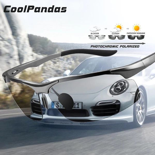 Occhiali da sole Coolpandas Driving Occhiali da sole polarizzati fotocromatici Uomo Alluminio Occhiali per la visione notturna diurna Occhiali da sole Oculos De Sol Masculino