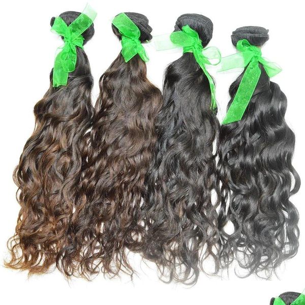 Tramas de cabelo Peruano Onda de Água Extensões Humanas Não Processadas 3 Pçs/lote À Venda Produtos de Entrega Gota Dhwdx