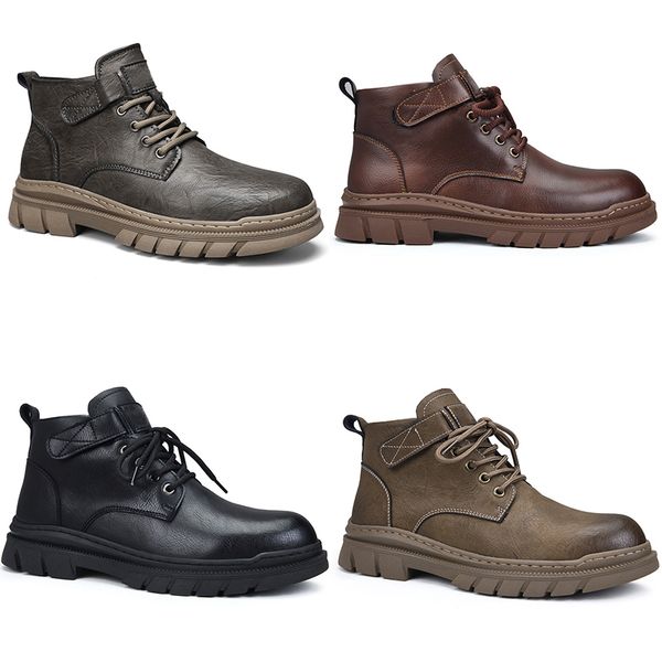 Botas martin sem marca masculinas, sapatos casuais, vermelho, marrom, preto, preto, cinza escuro, salto bloco, couro, tênis masculinos, esportes ao ar livre