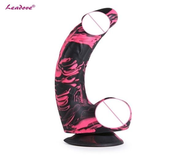 Silicone macio colorido realista vibrador erótico pênis grande forte ventosa anal vibrador adulto brinquedos sexuais feminino masturbador yj0114 y2019352566