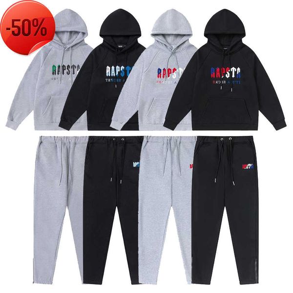 Moda Mens Trapstar Tracksuit Tech Set Track Suits Jaqueta com Capuz Calças Europa Basquete Futebol Rugby Duas Peças Manga Feminina Tamanho s m l xl