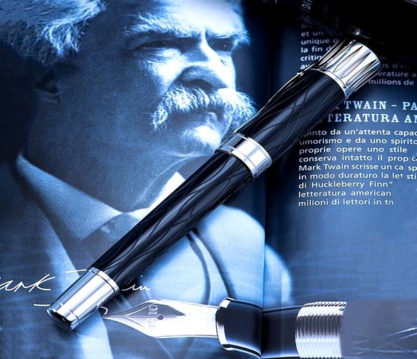 Büyük yazar Mark Twain İmza Monte Rollerball Pen Blackbluewine Kırmızı Ice Cracks Tasarım Ofis Yazma Kalem 00688001918465