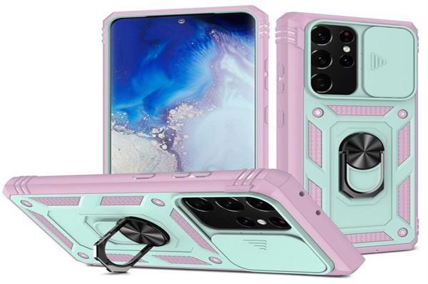 Étuis de téléphone hybrides antichoc avec béquille, protection d'objectif de caméra coulissante, TPU PC 3 en 1 pour iPhone 13 Pro Max 12promax 11promax s20fe m9893457