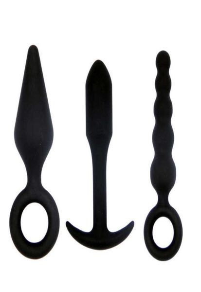 Itens de massagem 3 tipos de silicone anal plug butt plug expansor aberto vibrador massageador de próstata dilatador anal masculino masturbador homens casais8570778