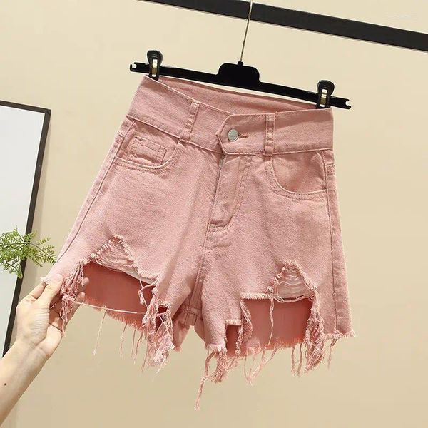 Shorts femininos streetwear elegante sexy meninas vintage rasgado jeans mulheres cintura alta denim feminino 2024 calças de verão