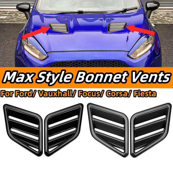 Novo 2 pçs universal capô aberturas de ar do motor peças exteriores para foco fiesta rs st para vauxhall max estilo ventilação dianteira do carro