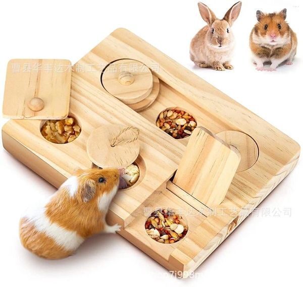 Andere Vogelzubehörteile Bambus-Hamster-Futterstation Goldener Bär Snackteller Holzspielzeug Landschaftsbau Haustier-Futternapf Spielzeug