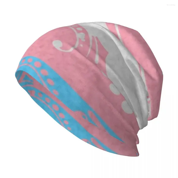 Berets Fancy Swooped And Swirled Transgender Pride Flag Background Strickmütze Schwarze Designer-Sonnenhüte für Damen und Herren