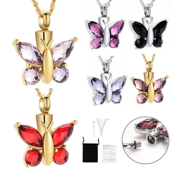 Ожерелья с подвесками, ожерелье для кремации в форме бабочки, маленькие урны, пепел из нержавеющей стали, подарок на память для элегантных женщин, ювелирные изделия для любимых