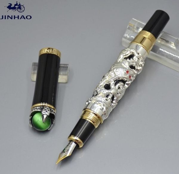 Luxo jinhao marca caneta dragão forma relevos 18k iraurita nib clássicos caneta fonte negócios escritório material escolar escrita smooth4611295