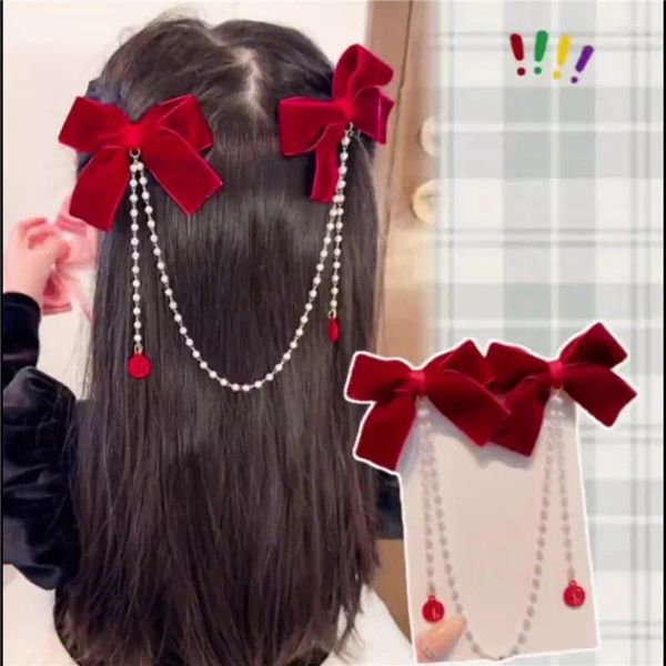 Saç Aksesuarları Siyah Velvet Bowknot Saçkoplar Kadınlar için Süper Peri İnciler Yan Klipler Kore Şık Barrettes Saç Tezleri