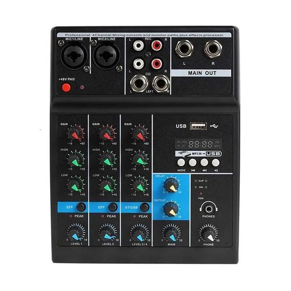 Leedoar áudio 4 5 canais profissional portátil mixer console de som entrada do computador 48v potência transmissão ao vivo a4 a5 pk teyun jiy 240110