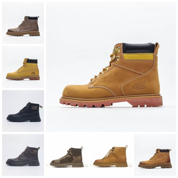 Outono e inverno botas amarelas grandes masculinas de cano alto CAT ferramentas de alta altura Coreano pelúcia esportes ao ar livre caminhada bota couro indestrutível