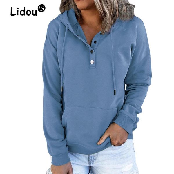 Autunno Inverno Donna Casual Streetwear Y2K Felpe con cappuccio Donna Manica lunga Felpe oversize Solid Pullover Tunica Top 240110