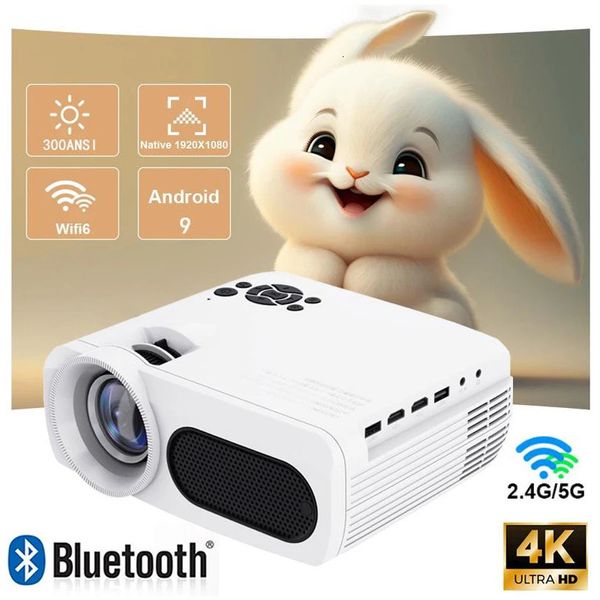 M7 Projektor Android 90 für Heimkinos Videospiele WIFI 6 BT 41 300 ANSI Unterstützung 8K 4K 19201080 LED 3D HD Smart 240110