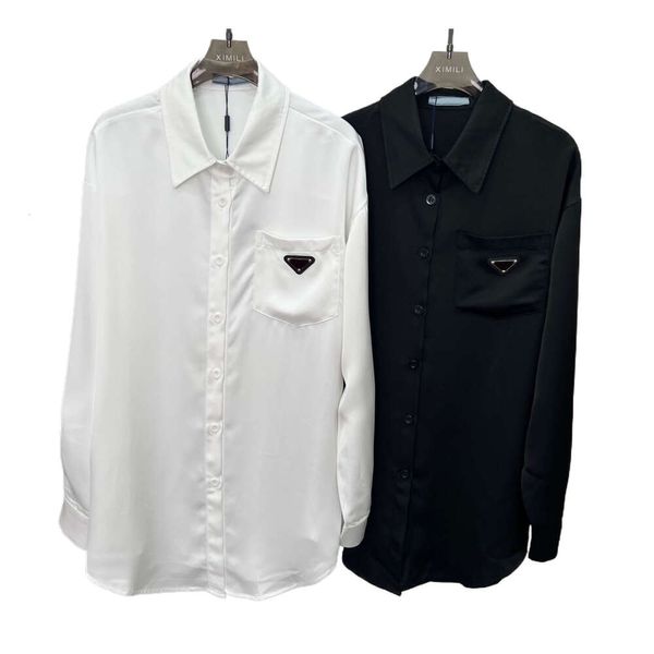 Женская осенняя дизайнерская модная универсальная повседневная свободная парная рубашка с длинными рукавами, блузка из шелка
