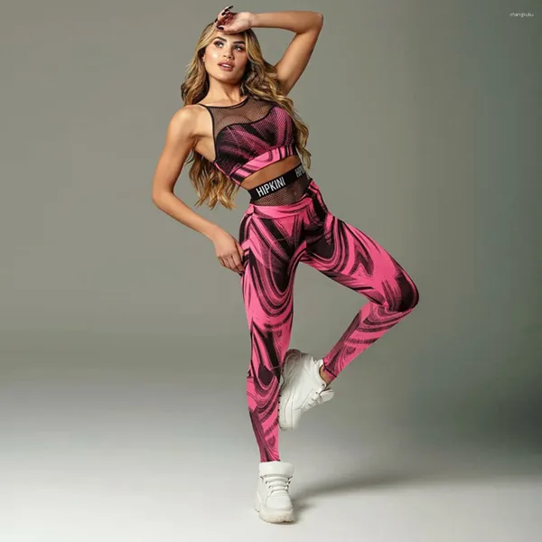 Frauen Hosen Gymdolphins Weibliche Sportswear Zwei Stück Set Leibchen Top Hohe Taille Leggings Sommer Yoga Ausbildung Anzüge Für Frauen 2024