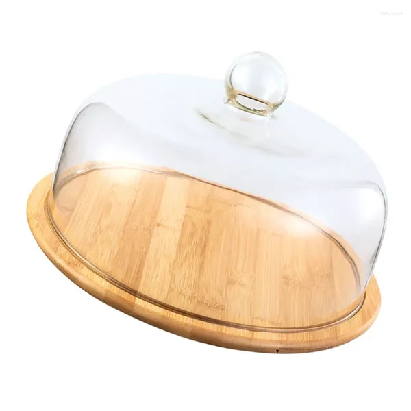 Pratos Clear Glass Dome Cloche com Base Tay Handle Bell Jar Bolo Display Case Mesa Central para Sobremesa Queijo Pastelaria